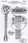 Sketch of Rickenbacker "frying pan" lap steel guitar from 1937 patent application.