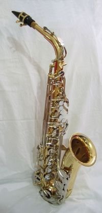 Saxophones of different sizes play in different registers. This is an alto saxophone in Eb.