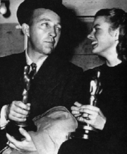 Bing Crosby at the 1944 Academy Awards with the Best Actor Oscar for Going My Way.