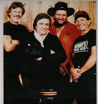 From left to right Kris Kristofferson, Johnny Cash, Waylon Jennings, Willie Nelson, who formed the country music supergroup,  The Highwaymen.