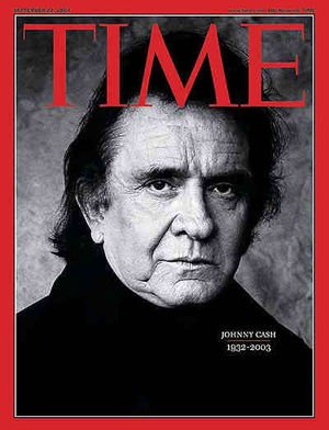 Johnny Cash on the cover page of TIME magazine after his death on September 12, 2003